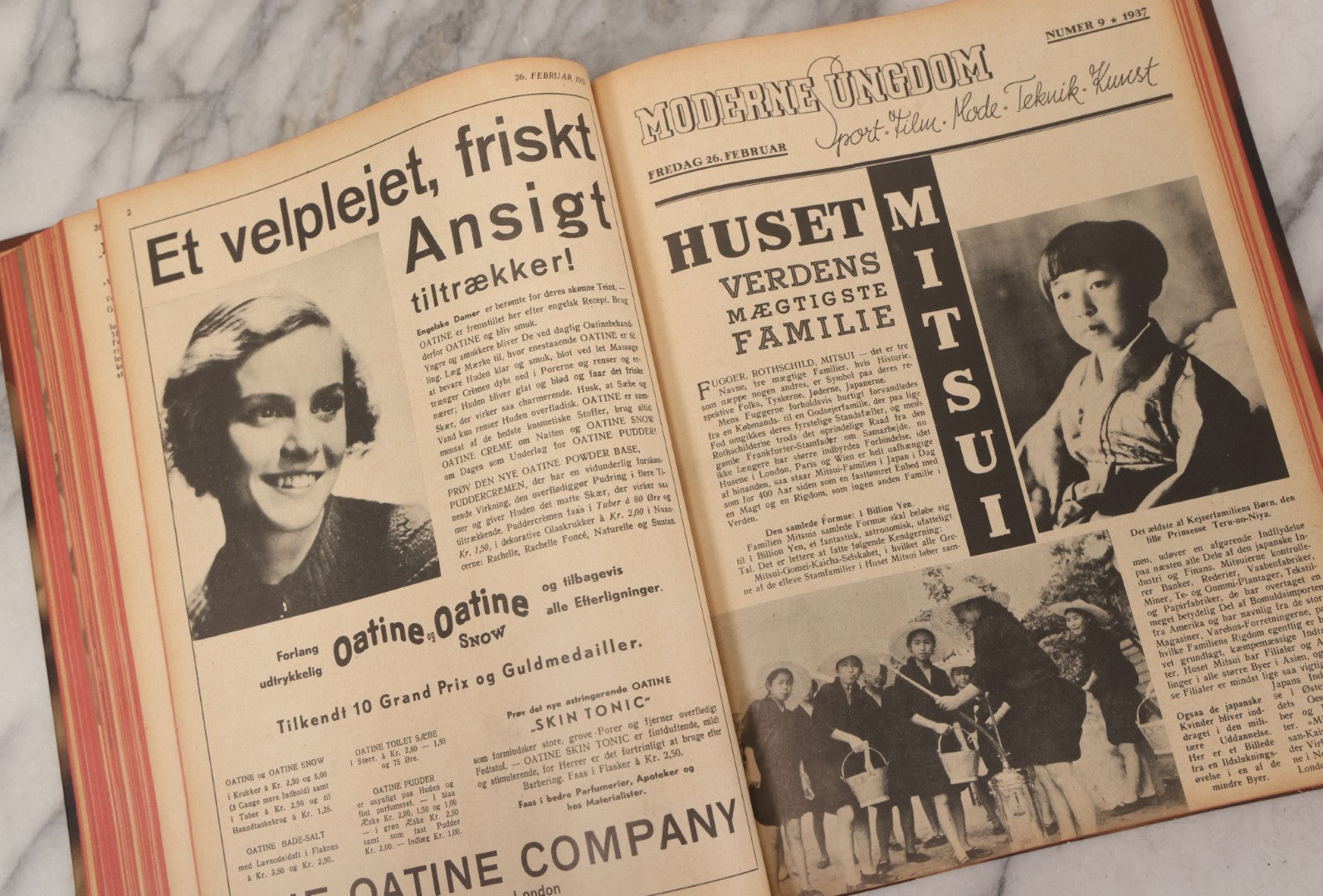 Lot 227 - Pair Of Vintage Danish Magazines "Moderne Ungdom" ("Modern Youth") Hardcover Compendium Volumes For 1936 And 1937