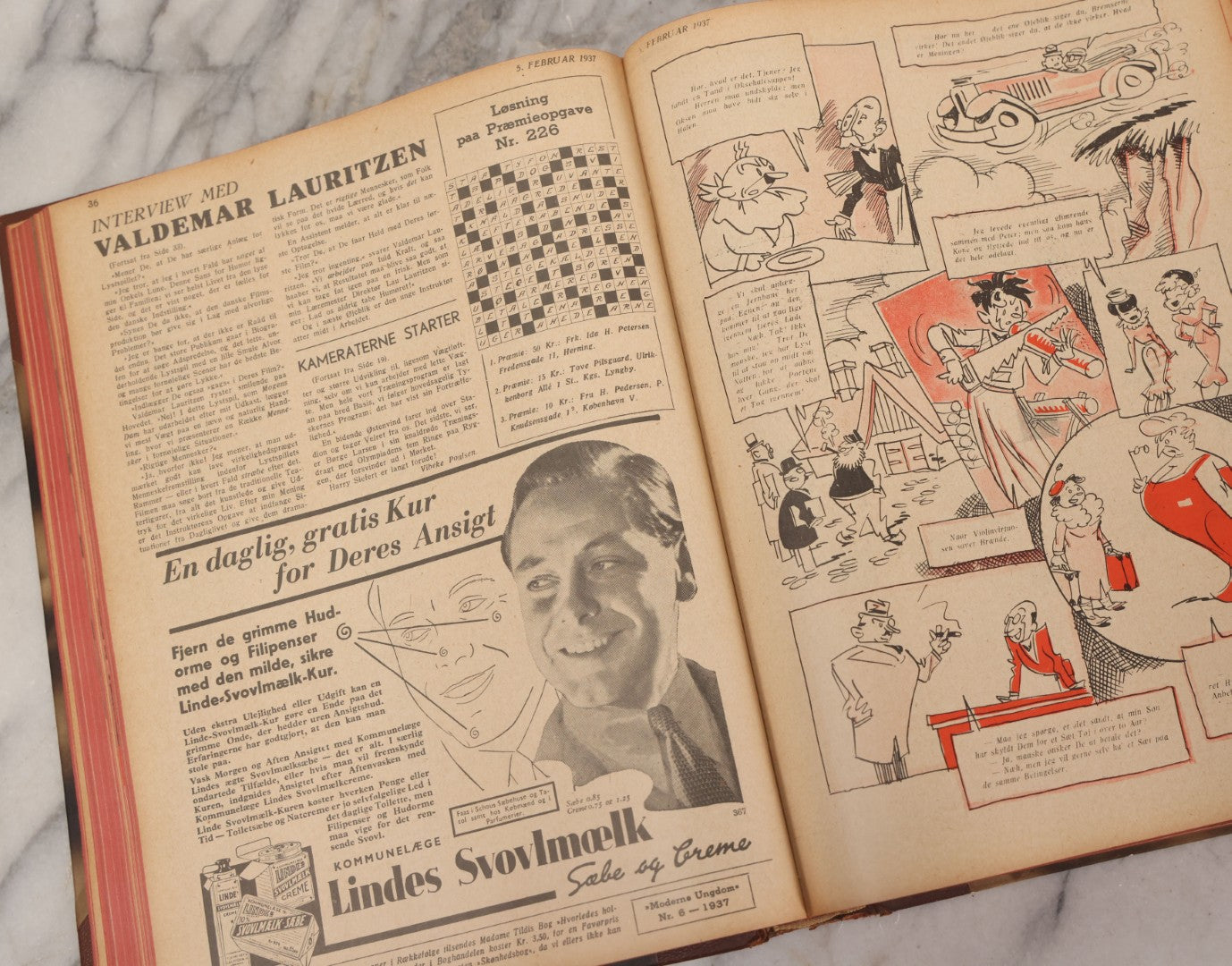 Lot 227 - Pair Of Vintage Danish Magazines "Moderne Ungdom" ("Modern Youth") Hardcover Compendium Volumes For 1936 And 1937