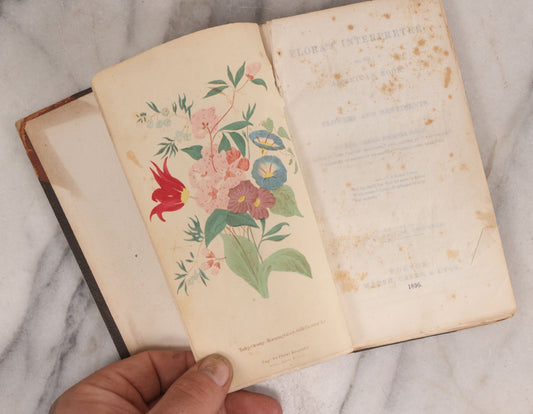 Lot 228 - "Flora's Interpreter: Or, The American Book Of Flowers And Sentiments" Antique Botanical And Sentiment Book By Mrs. Sarah Josepha Hale, Published By Marsh, Capen & Lyon, Boston, 1836, Note Cover Detached