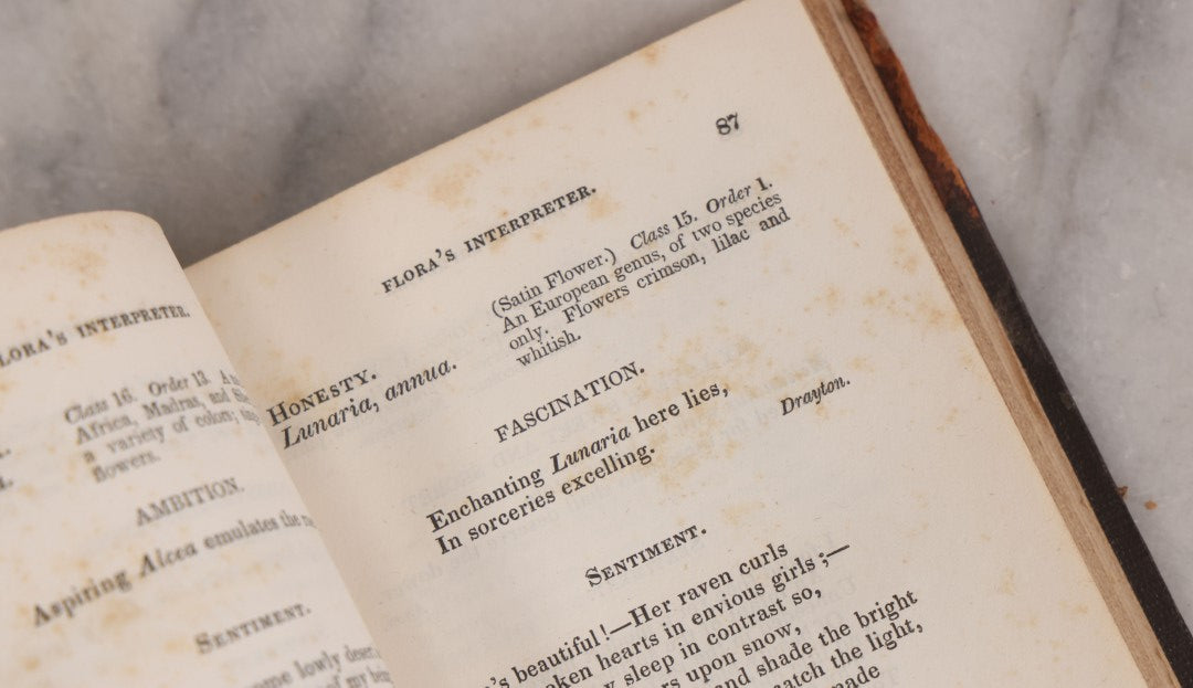 Lot 228 - "Flora's Interpreter: Or, The American Book Of Flowers And Sentiments" Antique Botanical And Sentiment Book By Mrs. Sarah Josepha Hale, Published By Marsh, Capen & Lyon, Boston, 1836, Note Cover Detached