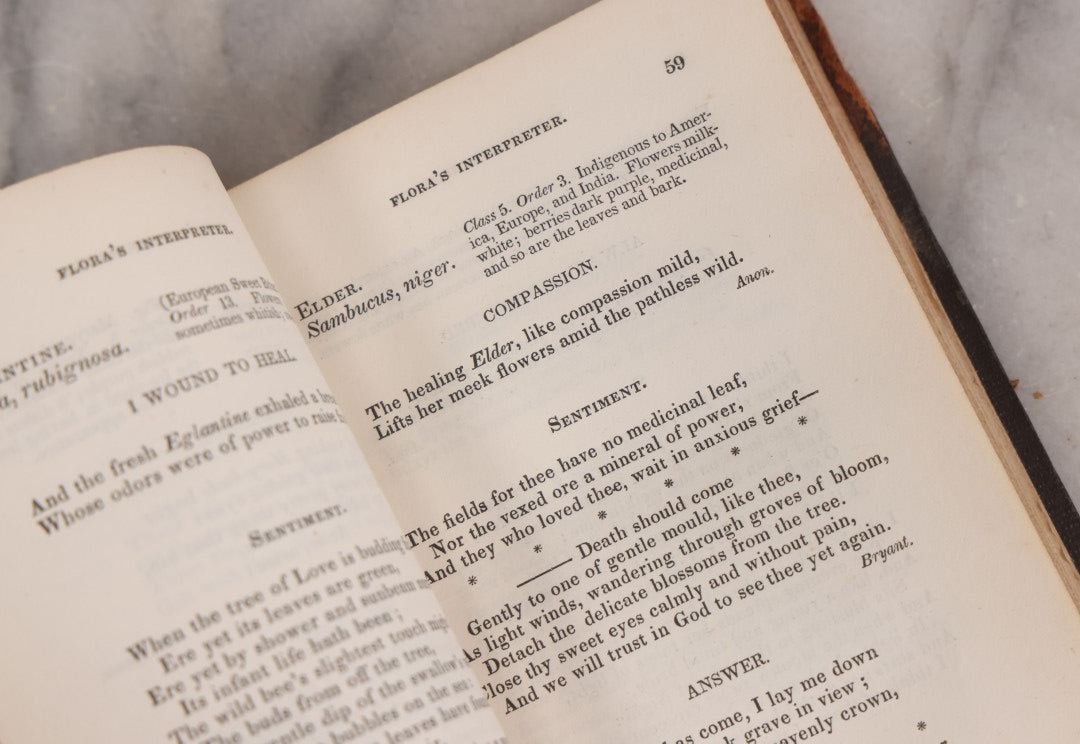 Lot 228 - "Flora's Interpreter: Or, The American Book Of Flowers And Sentiments" Antique Botanical And Sentiment Book By Mrs. Sarah Josepha Hale, Published By Marsh, Capen & Lyon, Boston, 1836, Note Cover Detached