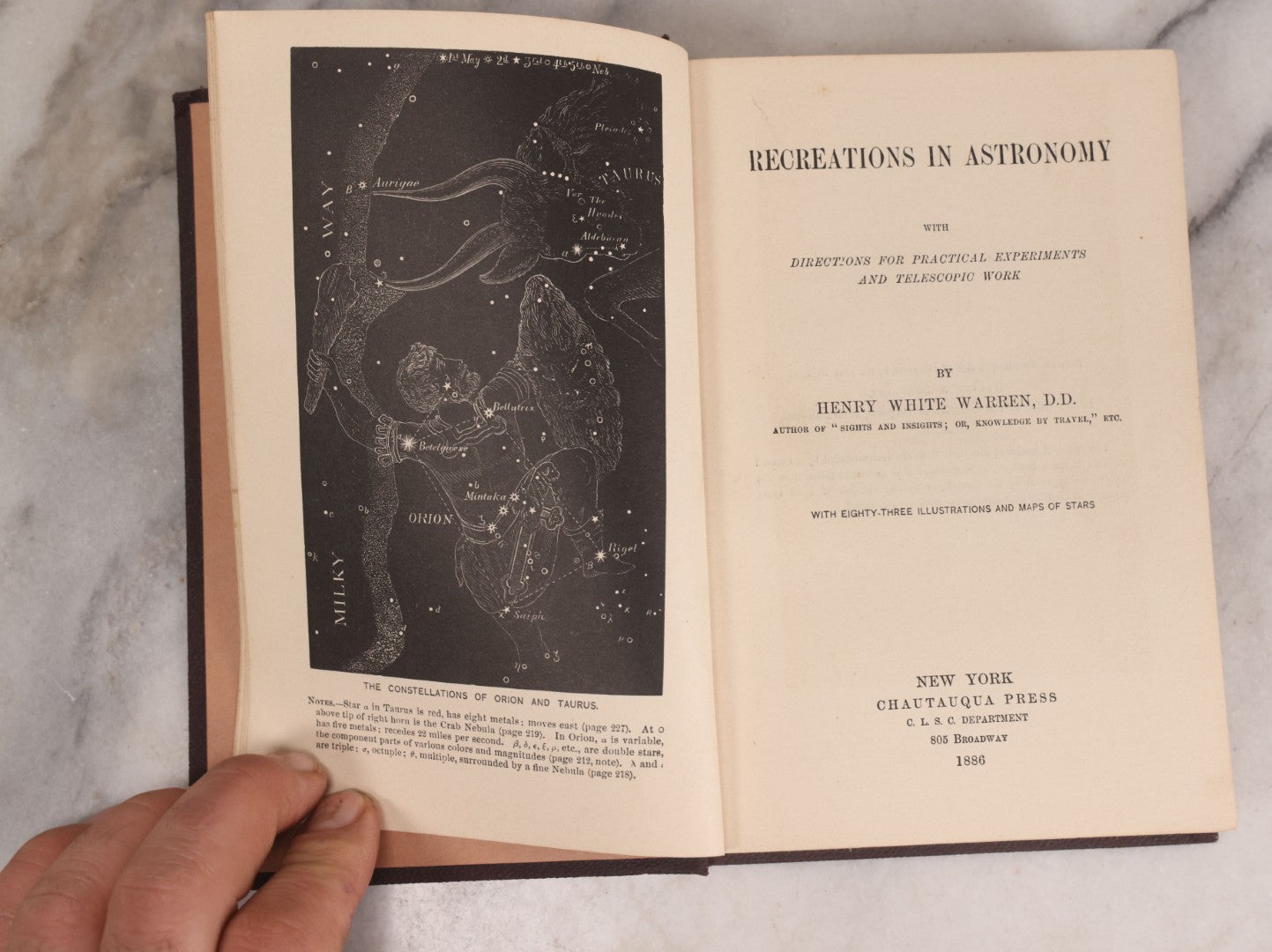 Lot 230 - "Recreations In Astronomy" Antique Illustrated Astronomy Book By Henry White Warren, Published By Chautauqua Press, New York, 1886