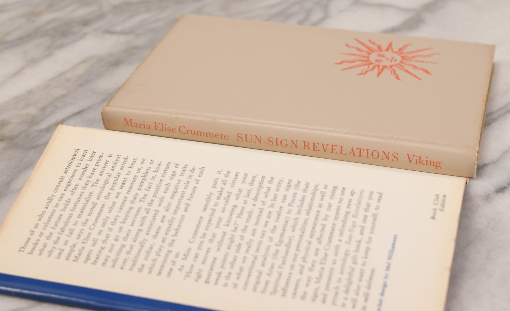 Lot 232 - "Sun-Sign Revelations" Vintage Astrology Book By Maria Elise Crummere, Published By The Viking Press, New York, 1974, With Dust Jacket