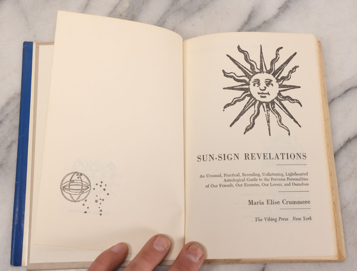 Lot 232 - "Sun-Sign Revelations" Vintage Astrology Book By Maria Elise Crummere, Published By The Viking Press, New York, 1974, With Dust Jacket