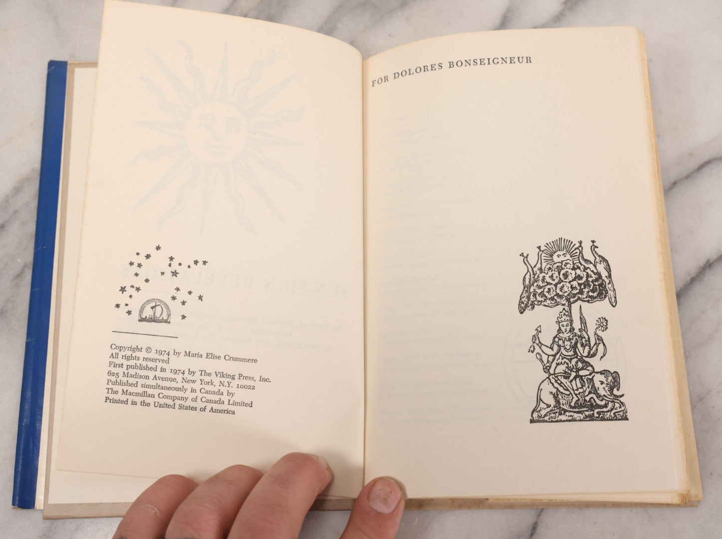 Lot 232 - "Sun-Sign Revelations" Vintage Astrology Book By Maria Elise Crummere, Published By The Viking Press, New York, 1974, With Dust Jacket