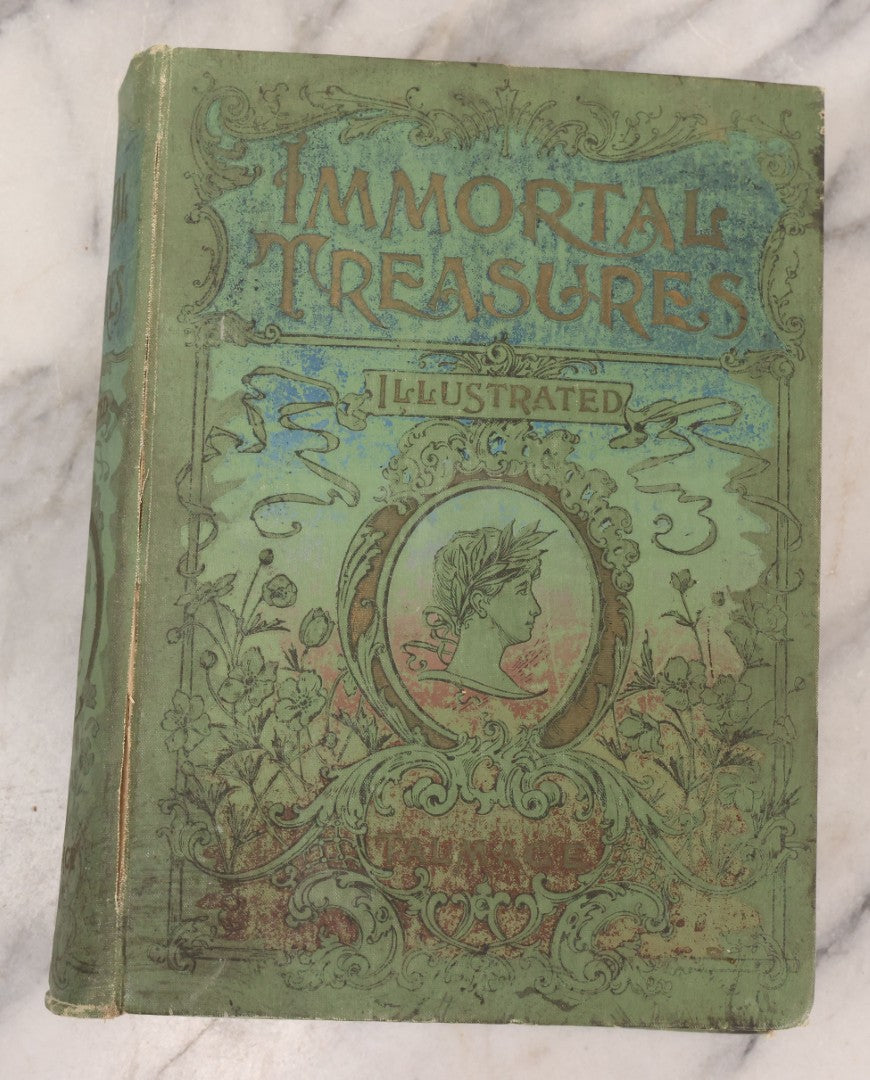 Lot 234 - "Immortal Treasures" Antique Illustrated Literature, Art, And Song Anthology Book With Engraved Plates, Published By J. H. Moore & Co., Chicago, Illinois, & Philadelphia, Pennsylvania, 1885, Note Covers Detached