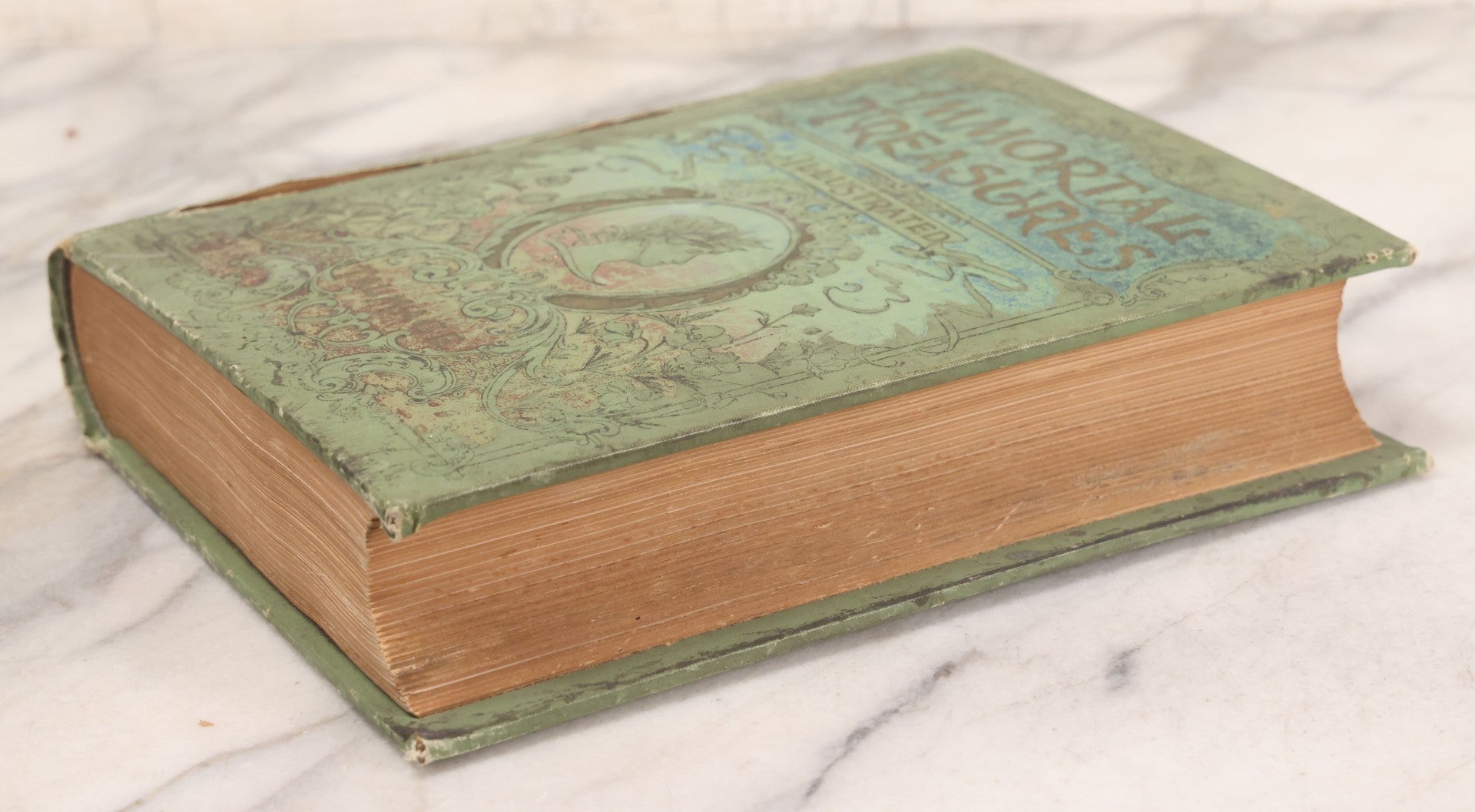 Lot 234 - "Immortal Treasures" Antique Illustrated Literature, Art, And Song Anthology Book With Engraved Plates, Published By J. H. Moore & Co., Chicago, Illinois, & Philadelphia, Pennsylvania, 1885, Note Covers Detached