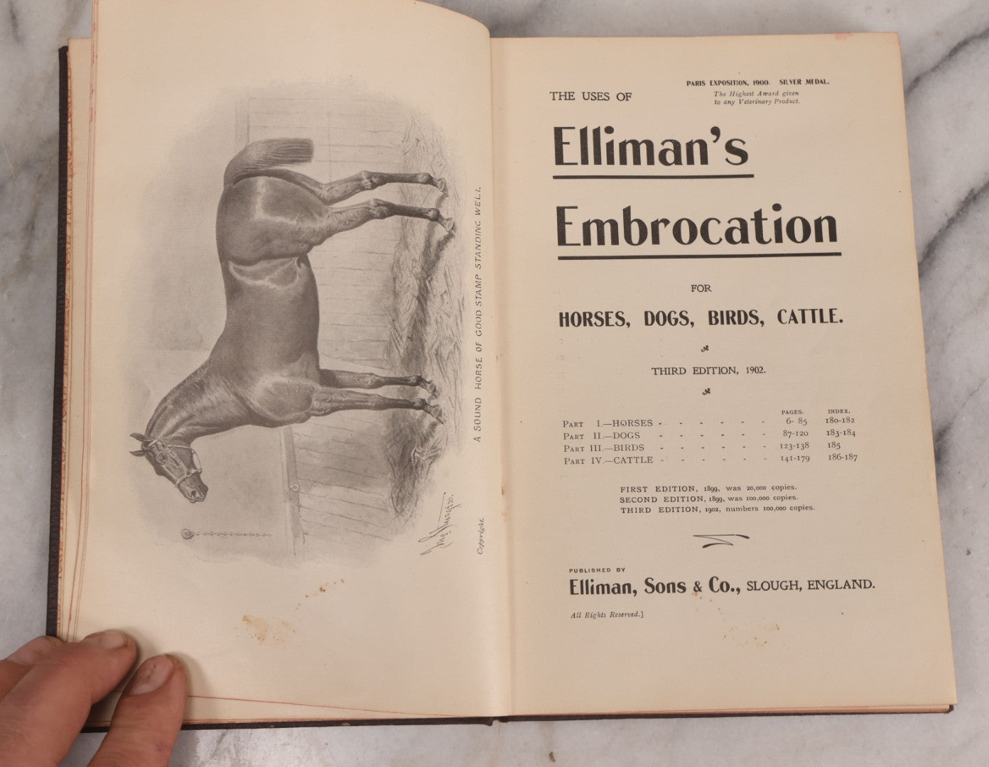 Lot 235 - "Elliman's Embrocation" Antique Veterinary First Aid Booklet For Horses, Dogs, Birds, Cattle, Published By Elliman, Sons & Co., Slough, England, 1902