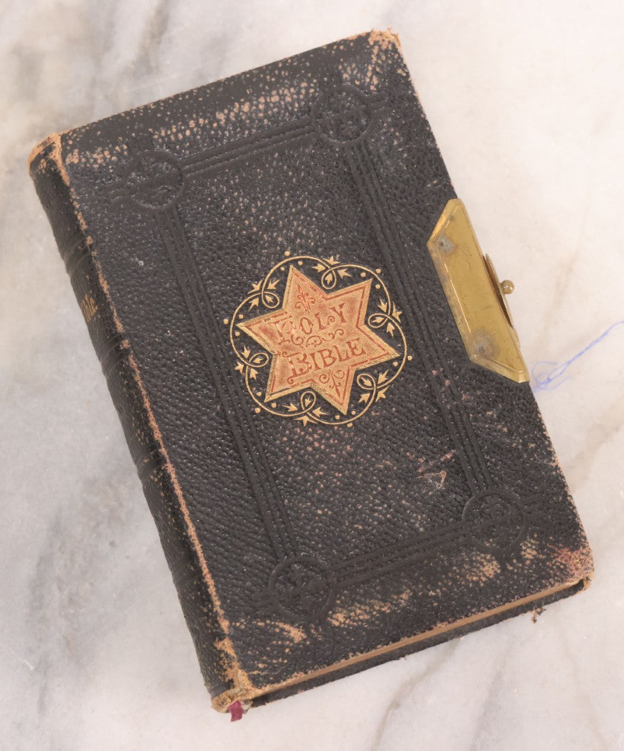 Lot 236 - "The Holy Bible" Antique Oxford University Press King James Bible, Published By Henry Frowde, Oxford University Press, Oxford, England, With Star Emblem On Cover And Brass Clasp Closure