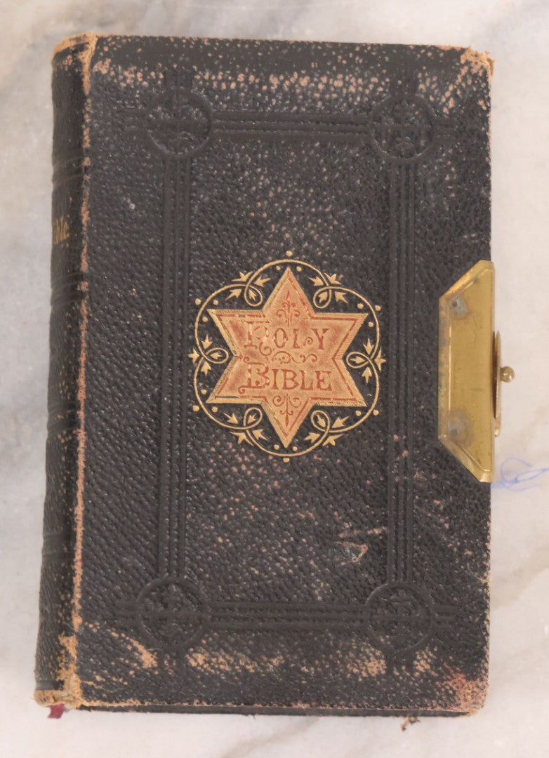 Lot 236 - "The Holy Bible" Antique Oxford University Press King James Bible, Published By Henry Frowde, Oxford University Press, Oxford, England, With Star Emblem On Cover And Brass Clasp Closure