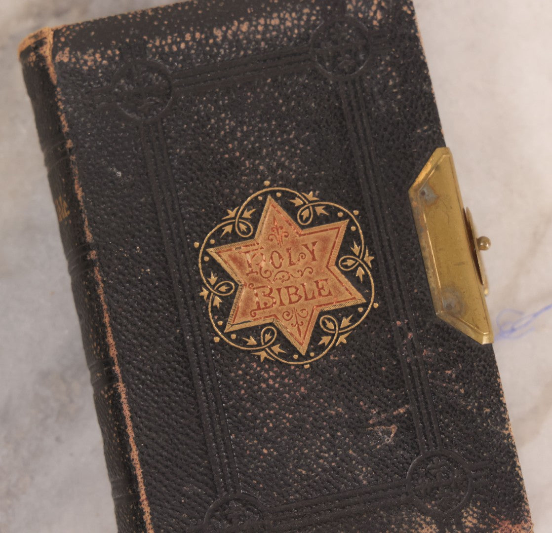 Lot 236 - "The Holy Bible" Antique Oxford University Press King James Bible, Published By Henry Frowde, Oxford University Press, Oxford, England, With Star Emblem On Cover And Brass Clasp Closure