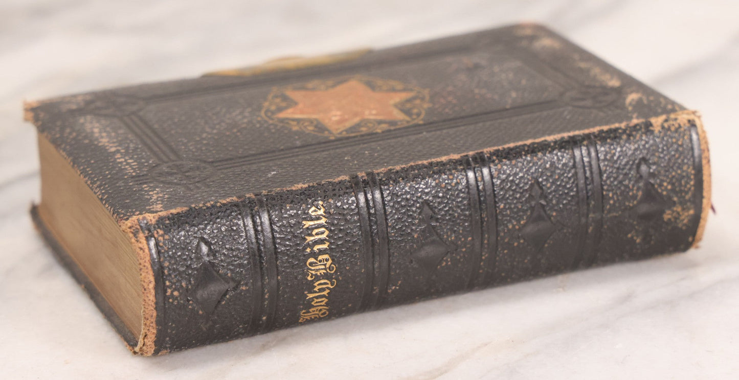 Lot 236 - "The Holy Bible" Antique Oxford University Press King James Bible, Published By Henry Frowde, Oxford University Press, Oxford, England, With Star Emblem On Cover And Brass Clasp Closure