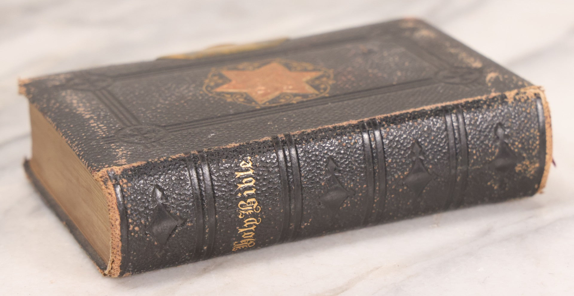 Lot 236 - "The Holy Bible" Antique Oxford University Press King James Bible, Published By Henry Frowde, Oxford University Press, Oxford, England, With Star Emblem On Cover And Brass Clasp Closure