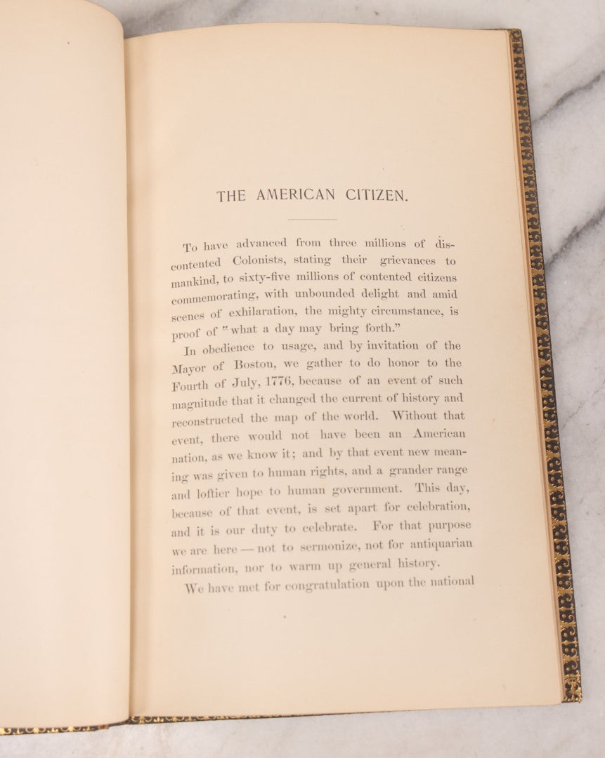 Lot 237 - "Fourth Of July Oration" Antique Boston City Council Speech Booklet By Gen. John L. Swift, Printed By Order Of The City Council, Boston, Massachusetts, 1889
