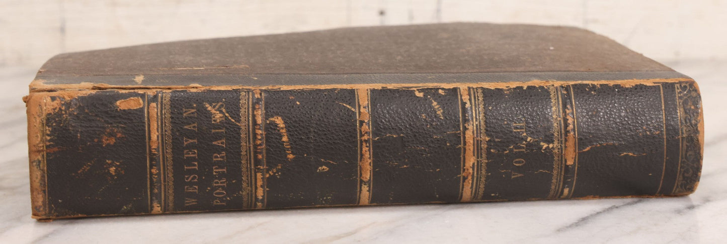 Lot 239 - "Wesleyan Portraits" Antique Bound Volume Of Pasted-In Engraved Reverend Portraits, Including Rev. Jeremiah Burnett, With Marbled Endpapers And Bookplate For Katie C. Mullikin, Volume II