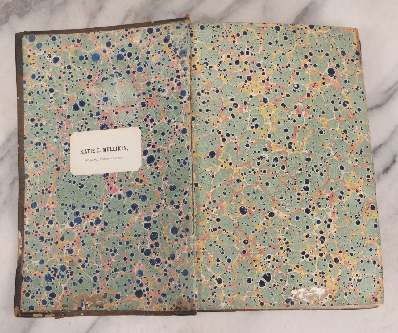 Lot 239 - "Wesleyan Portraits" Antique Bound Volume Of Pasted-In Engraved Reverend Portraits, Including Rev. Jeremiah Burnett, With Marbled Endpapers And Bookplate For Katie C. Mullikin, Volume II