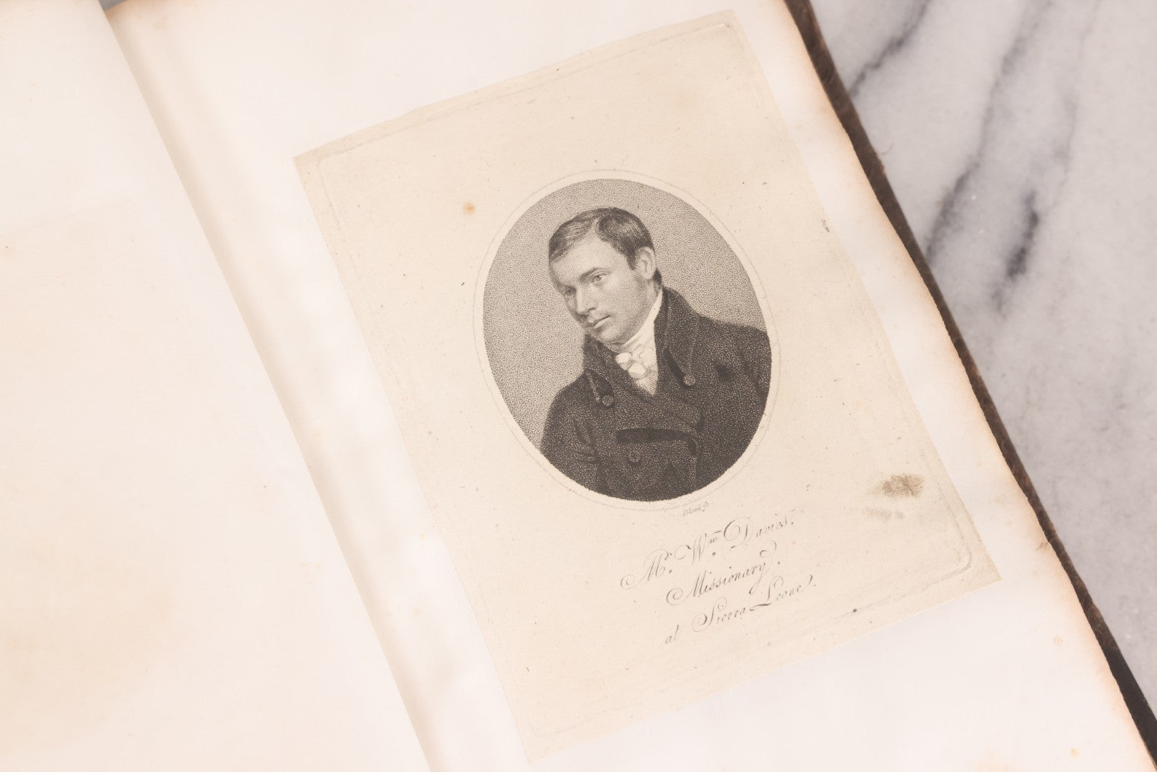 Lot 239 - "Wesleyan Portraits" Antique Bound Volume Of Pasted-In Engraved Reverend Portraits, Including Rev. Jeremiah Burnett, With Marbled Endpapers And Bookplate For Katie C. Mullikin, Volume II