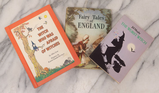 Lot 242 - Trio Of Vintage Children's Books With Witch And Fairy Tale Themes Including "The Worst Witch," "The Witch Who Was Afraid Of Witches," And "Fairy Tales Of England"