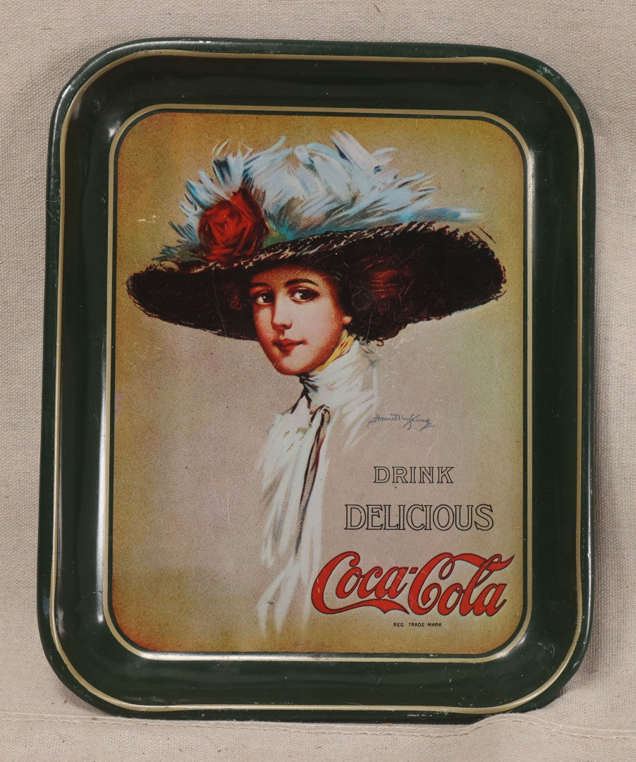 Lot 194 - Grouping Of Four Vintage Coca-Cola Tin Lithographed Advertising Serving Trays With Women And Bottle Graphics