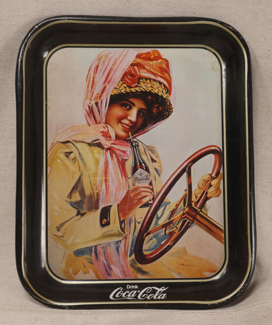 Lot 194 - Grouping Of Four Vintage Coca-Cola Tin Lithographed Advertising Serving Trays With Women And Bottle Graphics