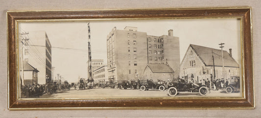 Lot 204 - Antique Framed Panoramic Photograph Of The Saskatoon Fire Department On 3rd Avenue South, Saskatoon, Saskatchewan, Canada, Circa 1917