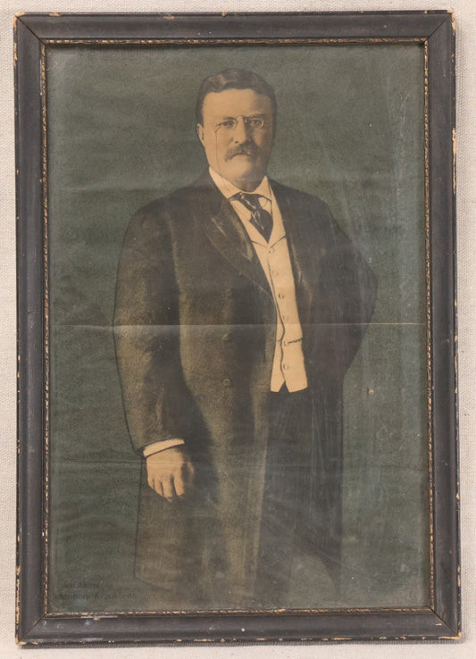 Lot 206 - Antique Framed Portrait Print Of President Theodore Roosevelt, Compliments Of The St. Johnsbury Republican