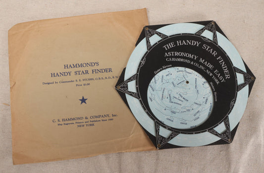 Lot 210 - Vintage Hammond's Handy Star Finder Planisphere With Original Envelope, Designed By Commander S. E. Stubbs, C. S. Hammond & Co., New York, 1944