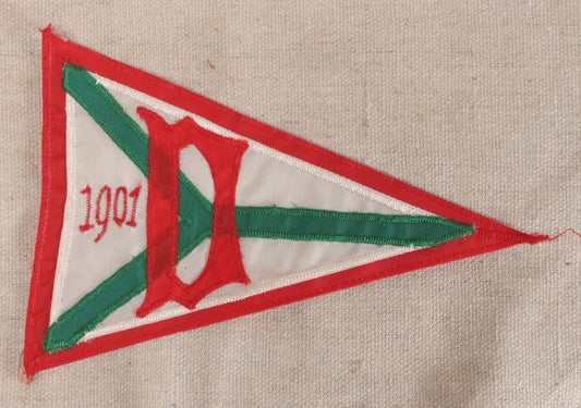 Lot 212 - Antique 1901 Sewn Pennant Yacht Flag With Monogram, Red, White, And Green