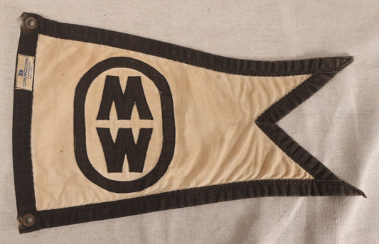 Lot 213 - Vintage Swallowtail Burgee Pennant Yacht Flag With "Mw" Monogram, Commodore Uniform Co., New York