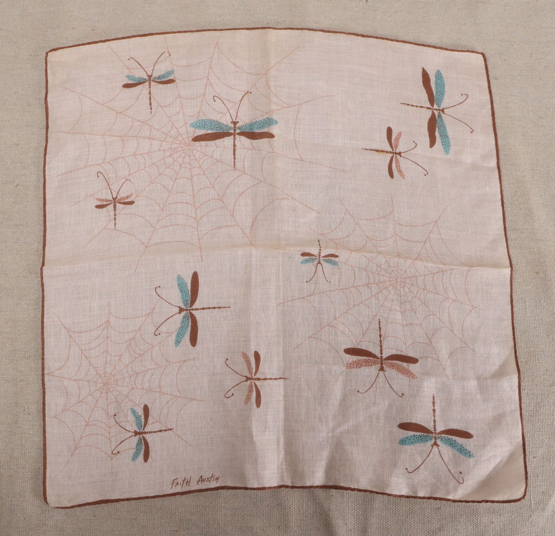 Lot 226 - Vintage Faith Austin Handkerchief With Dragonflies And Spiderwebs