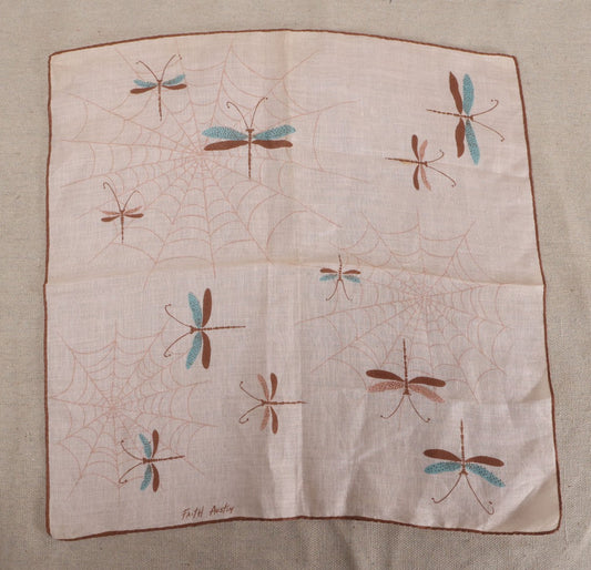 Lot 226 - Vintage Faith Austin Handkerchief With Dragonflies And Spiderwebs