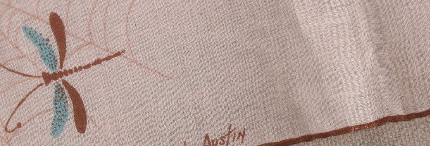 Lot 226 - Vintage Faith Austin Handkerchief With Dragonflies And Spiderwebs