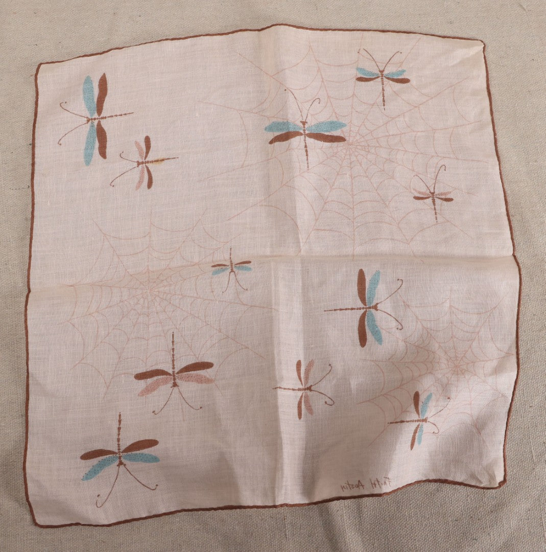 Lot 226 - Vintage Faith Austin Handkerchief With Dragonflies And Spiderwebs