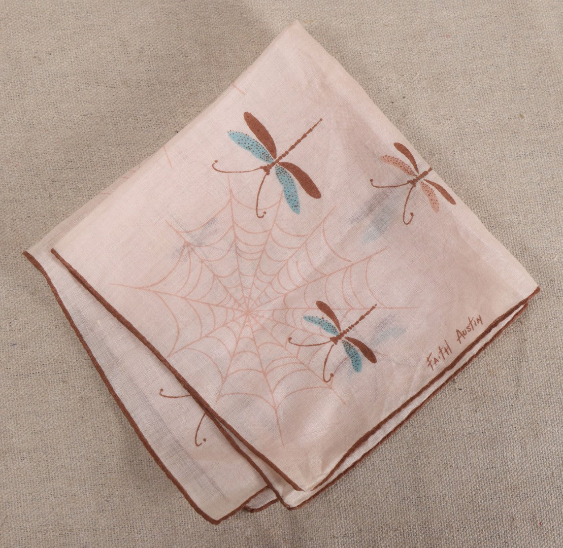 Lot 226 - Vintage Faith Austin Handkerchief With Dragonflies And Spiderwebs
