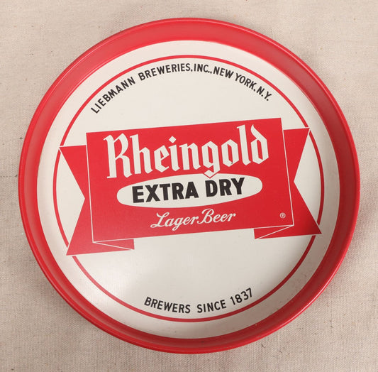 Lot 240 - Vintage Rheingold Extra Dry Lager Beer Metal Advertising Serving Tray, Liebmann Breweries, Inc., New York, New York