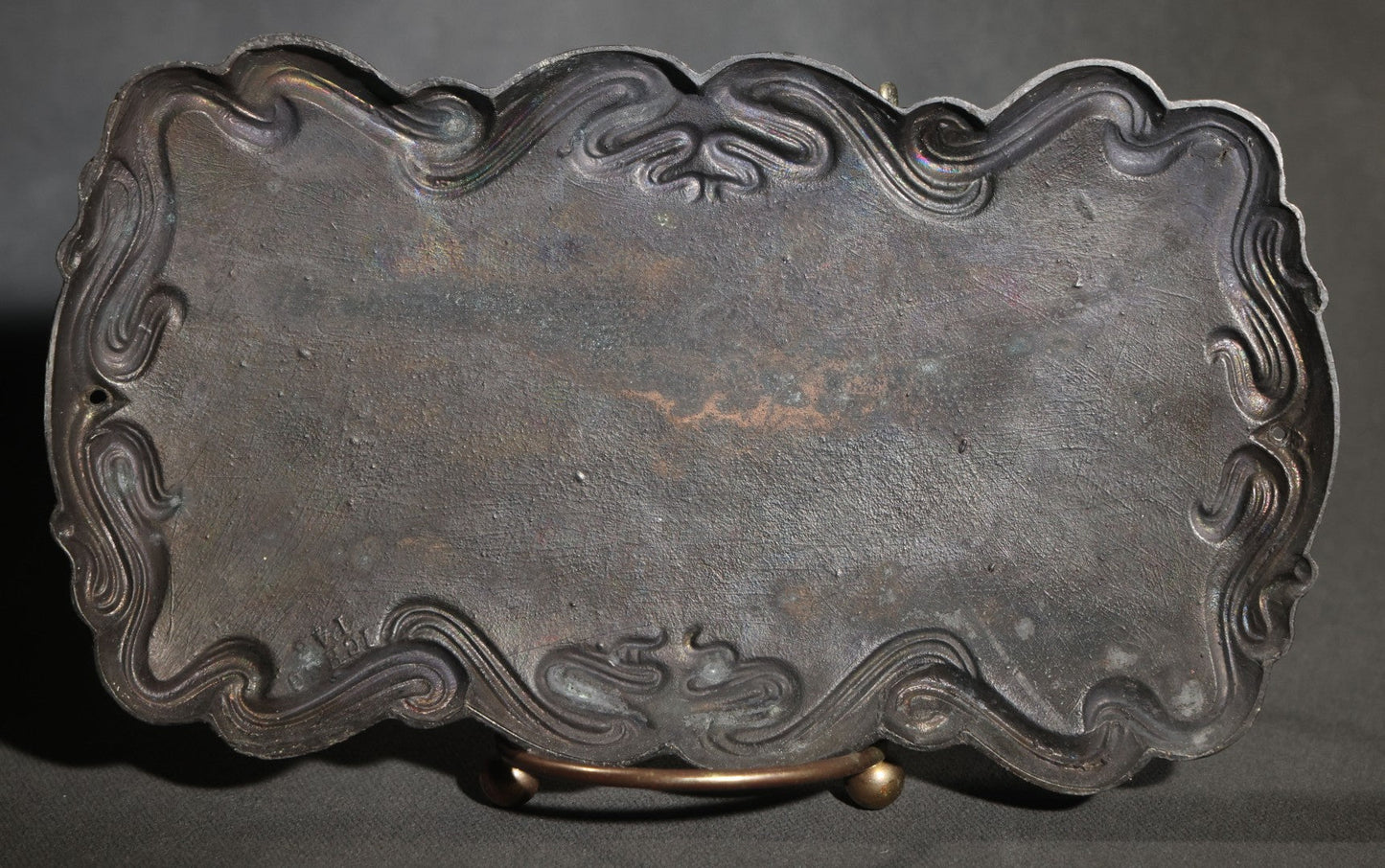 Lot 007 - Vintage Engraved Casket Plaque, "James O. Dash, 1850-1932," Blackletter Script With Scrollwork Border