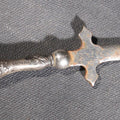 Lot 029 - Antique Sterling Silver-Handled Sword-Form Letter Opener With Floral Repousse Handle And Cross Guard, 6-1/2" L