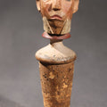 Lot 032 - Vintage Folk Art Hand-Carved And Painted Wooden Figural Bottle Cork On Stand Depicting "Mr. Snodgrass" From Charles Dickens' "The Pickwick Papers," 4-1/2" H
