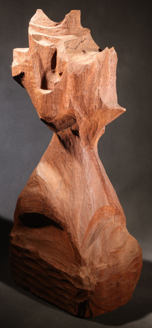 Lot 040 - Vintage Abstract Carved Mahogany Wood Sculpture By Diran Dohanian (American, 1931-2019), Labeled On Base
