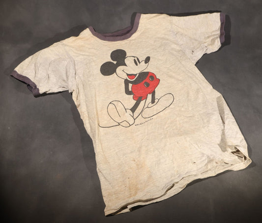 Lot 043 - Vintage Walt Disney Productions Mickey Mouse Ringer T-Shirt, Single-Stitched