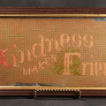 Lot 044 - Antique Victorian Punch Paper Embroidery Sampler, "Kindness Makes Friends," In Wood Frame With Gilt Liner, 22-1/2" x 10-1/2"