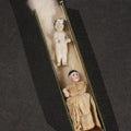 Lot 045 - Pair Of Antique Miniature Frozen Charlotte Dolls, One Porcelain In Cloth Gown And One Bisque, 1-1/8" H and 1-3/8" H