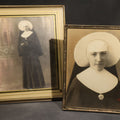 Lot 060 - Pair Of Vintage Framed Photographs Of A Catholic Nun In White Pleated Cornette And Dark Habit With Medallion, Full-Length And Portrait Views Of The Same Subject, Gilt Frames, 10-1/8" x 12-3/8" And 8-1/8" x 10-1/8"