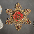 Lot 074 - Trio Of Antique And Vintage Metal Religious Wall Plaques Including Sacred Heart Of Jesus And Virgin Mary Busts Marked L.V.A. 1924, And Gold-Toned I.H.S. Filigree Cross