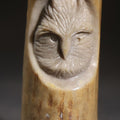 Lot 080 - Vintage Carved Antler Pendant With Owl Face In Relief, 2-1/8" H