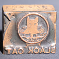 Lot 088 - Antique "Black Cat" Advertising Letterpress Printing Block, Copper On Wood, Cat In Circle, Numbered 2887