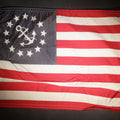 Lot 100 - Vintage United States Yacht Ensign Flag, 13 Stars With Fouled Anchor, Red And White Stripes, Grommeted Canvas Hoist