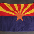 Lot 104 - Vintage Arizona State Flag, Red And Yellow Sunburst Rays With Copper Star On Blue Field, Grommeted Canvas Hoist