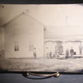Lot 121 - Antique Half Plate Tintype Photograph Of A Large Family Posed Before A Clapboard Farmhouse With Decorative Porch Trim And Dog