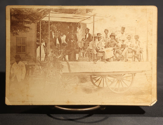 Lot 124 - Antique Cabinet Card Photograph Of Lime Kiln Club Minstrel Parade Float, White Performers In Blackface, July 4, 1887 [100% Of Proceeds To Be Donated To The Jim Crow Museum Of Racist Imagery]
